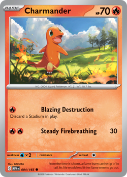 Charmander 004/165 Common 151 Pokemon Reverse Holo Near Mint - Image 1
