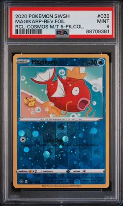 PSA 9 2020 Pokemon SWSH Rebel Clash Magikarp Reverse Foil Cosmos Holo 039/192 - Image 1