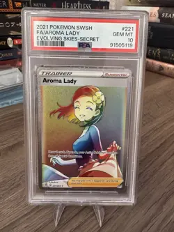 Pokemon Aroma Lady 221/203 Evolving Skies Secret Rare Full Art PSA 10 Holo - Image 1