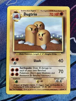 Pokemon 1999 Base Set Unlimited: Dugtrio (19/102) LP - Image 1