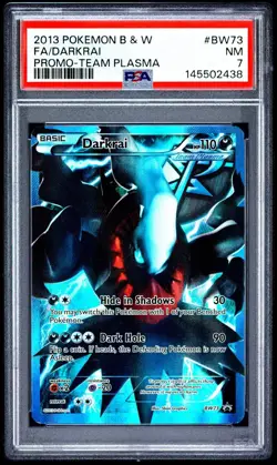 2013 POKEMON BLACK & WHITE PROMO TEAM PLASMA #BW73 FULL ART/DARKRAI PSA 7 - Image 1