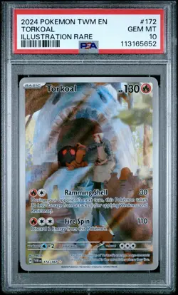 2024 POKEMON TWM EN-TWILIGHT MASQUERADE ILLUSTRATION RARE #172 TORKOAL PSA 10 - Image 1