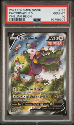 2021 POKEMON SWORD & SHIELD CHILLING REIGN #185 FULL ALT ART TORNADUS V PSA 10 - Image 1