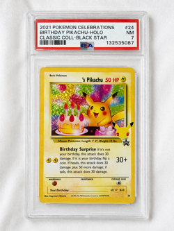 Birthday Pikachu Holo 24 Celebrations Classic Collection Pokemon PSA 7 - Image 1