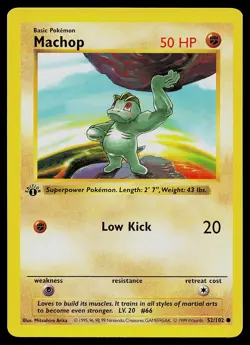 Pokemon Card - Machop Base Set (Shadowless) 52/102 Off Center Error 1st Edition - Image 1