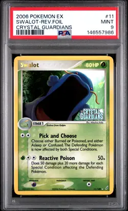2006 POKEMON EX CRYSTAL GUARDIANS #11 SWALOT-REVERSE FOIL PSA 9 - Image 1