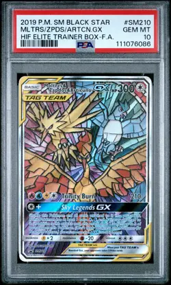 2019 POKEMON SM BLACK STAR PROMO FULL ART/MOLTRES & ZAPDOS & ARTICUNO GX PSA 10 - Image 1