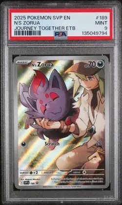 2025 Pokemon SVP Black Star Promo N's Zorua 189 Journey Together PSA 9 MINT - Image 1