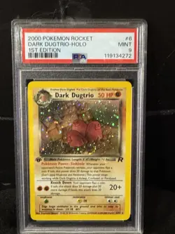 2000 Pokemon Team Rocket First Edition Dark Dugtrio Holo #6/82 PSA 9 - Image 1