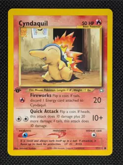 Cyndaquil 57/111 Common Neo Genesis Pokemon 1st Edition Lightly Played - Image 1