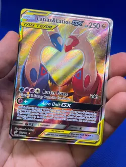 Pokemon Sun & Moon Team Up Latias & Latios GX 170/181 Alternate Alt Full Art NM - Image 3
