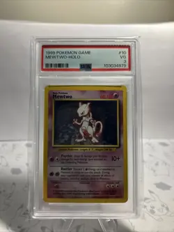1999 Pokemon TCG Mewtwo Base Set Holo Unlimited Rare Card 10/102 PSA 3 - Image 1