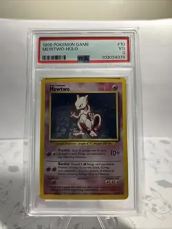 1999 Pokemon TCG Mewtwo Base Set Holo Unlimited Rare Card 10/102 PSA 3 - Image 2