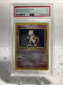 1999 Pokemon TCG Mewtwo Base Set Holo Unlimited Rare Card 10/102 PSA 3 - Image 3