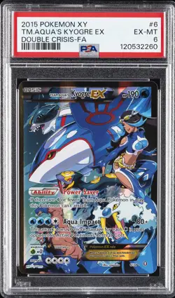 2015 POKEMON XY DOUBLE CRISIS #6 FULL ART/TEAM AQUA'S KYOGRE EX PSA 6 - Image 1