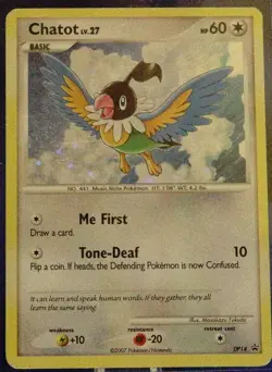 Chatot lv. 27 DP14 DIAMOND & PEARL Black Star Promo Holo Pokemon Card - Image 3