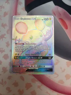 Pokemon TCG Dedenne GX Holo Rainbow Rare Card Unbroken Bonds 219/214 LP - Image 1