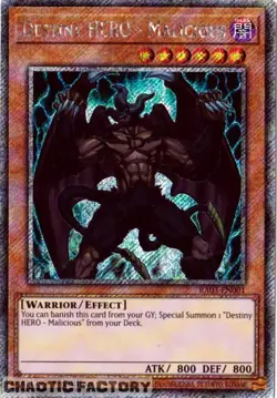 YUGIOH RA03-EN001 Destiny HERO - Malicious Platinum Secret Rare 1st Edition NM - Image 1