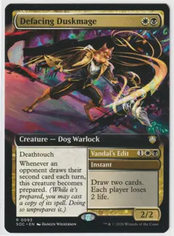 Defacing Duskmage (Extended Art) 93 SOC Magic: The Gathering R NM - Image 1
