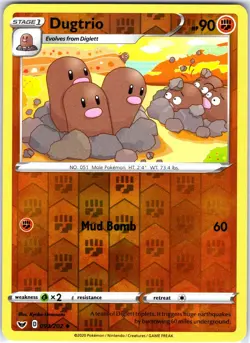 Dugtrio 093/202 Uncommon Reverse Holo SWSH01: Sword & Shield Base Set Pokemon NM - Image 1