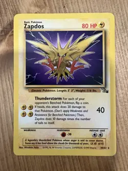 Zapdos Fossil Non Holo Rare Pokemon TCG 30/62 - Image 1