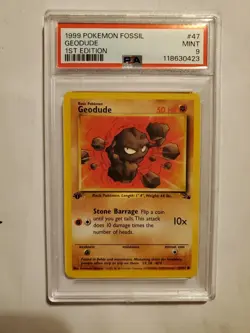 1999 Pokemon Fossil # 47 Geodude 1st Edition PSA 9 Mint - Image 1