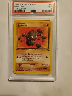 1999 Pokemon Fossil # 47 Geodude 1st Edition PSA 9 Mint - Image 2