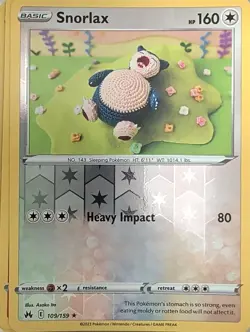 Snorlax 109/159 Rare Crown Zenith Pokemon Reverse Holo Near Mint - Image 1