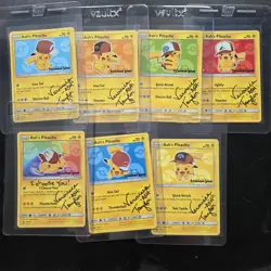 Pokemon Ash’s Pikachu I Choose You Movie Set Of 7 SM108-114 Veronica Taylor Auto - Image 1