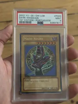Yugioh PSA 9 2002 Dark Magician 1st Edition LDB-P005 Portuguese (LOB-005) Ultra - Image 1