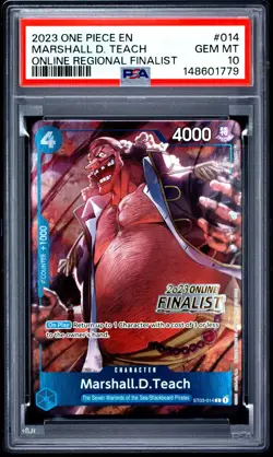 2023 ONE PIECE PROMOS OFFLINE REGIONAL FINALIST #014 MARSHALL D. TEACH PSA 10 - Image 1