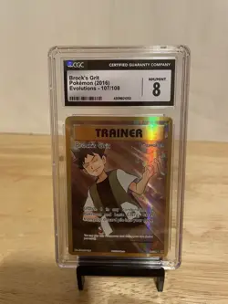 Brock's Grit 107/108 Full Art Ultra Rare Pokemon Evolutions Cgc 8 - Image 1