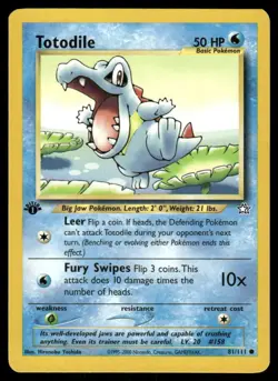 Pokemon Cards Totodile 81/111 1st Edition Neo Genesis Common NM *3 - Image 1