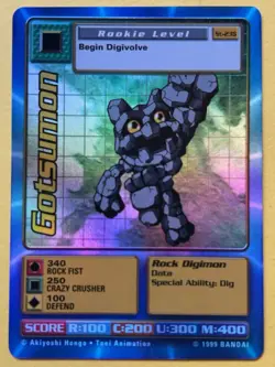 Digimon Gotsumon ST-23S Holo Foil Bandai Digimon Card 1999 Vintage - Image 1