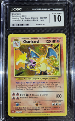 Pokemon Charizard Holo CGC Gem Mint 10 Trading Card Game Classic 003/034 - Image 1
