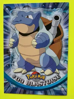POKEMON Topps Card #09 BLASTOISE Non Holo Blue Logo Near Mint TV Animation 1999 - Image 1