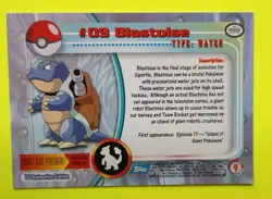 POKEMON Topps Card #09 BLASTOISE Non Holo Blue Logo Near Mint TV Animation 1999 - Image 3