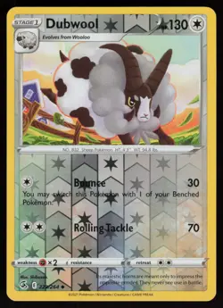 Reverse Holo Dubwool 223/264 SWSH08: Fusion Strike Shibuzoh. Pokemon TCG Card - Image 1