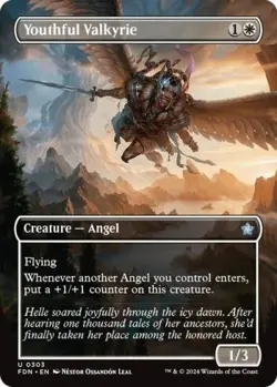 ~ Youthful Valkyrie (Borderless) ~ NM Foil ~ Foundations ~ MTG commander staple - Image 1