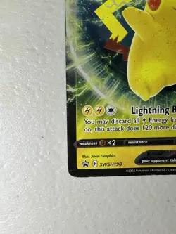 Pokemon TCG Pikachu v SWSH198 Holo Black Star Promo Card Mint Condition - Image 2