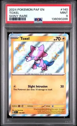 2024 Pokemon Paldean Fates 140/091 Toxel Shiny Rare PSA 9 - Image 1