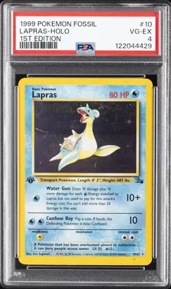1999 POKEMON FOSSIL 1ST EDITION #10 LAPRAS-HOLO PSA 4 - Image 1