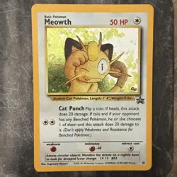 Meowth Pokemon Black Star Promo #10 Holo Rare WOTC 1999 with SWIRL🌀🌀 - Image 1