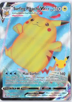 Pokemon Surfing Pikachu VMAX Ultra Rare Holo 009/025 Celebrations - Image 1