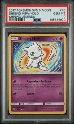 2017 POKEMON SUN & MOON SHINING LEGENDS #40 SHINING MEW-HOLO PSA 10 - Image 1