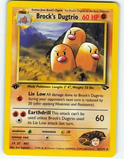 Brock's Dugtrio - 1st Edition - 22/132 Gym Challenge - Pokemon TCG - 2000 - Image 1