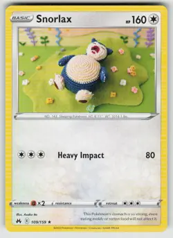 Snorlax 109/159 Rare Crown Zenith Pokemon Near Mint - Image 1