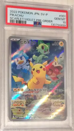 2022 Pokemon Japan SVP SV-P PSA 10 Pikachu Scarlet Violet Pre-Order Promo #001 - Image 1