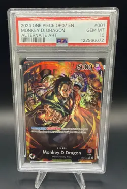 2024 One Piece OP07-001 500 Years Future Monkey D. Dragon Alternate Art PSA 10 - Image 1