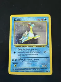 Pokemon Lapras 10/62 Fossil Holo Rare 80 HP Unlimited Wizards of the Coast Card - Image 1